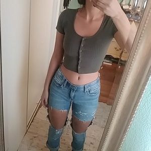 ****SOLD****Ribbed button up crop top